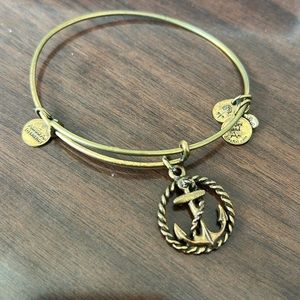 ALEX AND ANI anchor with rope bangle — gold